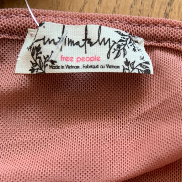 Free People Intimately Sheer Things Lace Trim Mesh Bodysuit Smoke Rose Size XL - Picture 15 of 15